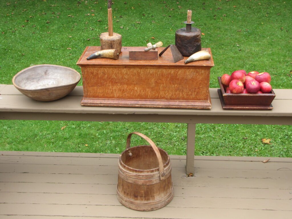 table with vintage items